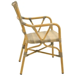 mobiliario-contract-sillon paros apilable aluminio ratan marron y gris 2